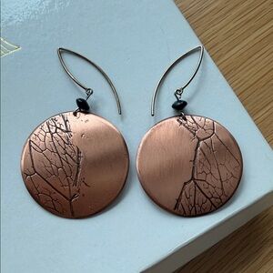 Copper Leaf Design Dangle Earrings